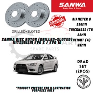 MITSUBISHI EVO X / EVO10 (REAR) SPORT DISC ROTOR -BRAND SANWA (330mm) (DRILLED+SLOTED)