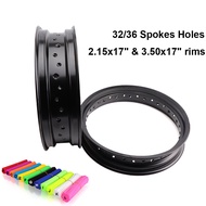 1 Pair Motorcycle 17 Inch Aluminum 32/36 Spokes Holes Rims Front 2.15*17" Rear 3.50*17" Motocross En