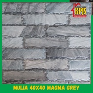 keramik Mulia 40x40 Magma Grey / Keramik dinding kasar motif Bata