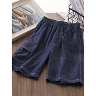 Non-Fading Boys Tencel Denim Shorts Casual Cropped Pants Straight Leg 2026 New Style Summer Multi-Po