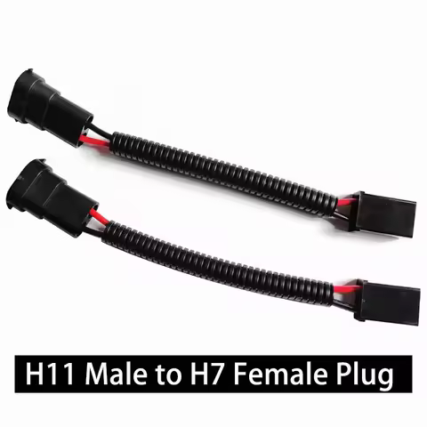 2Pcs H8 H11 Male to H7 Female Plug Conversion Wiring Harness Connector Car Headlight Fog Light Socke