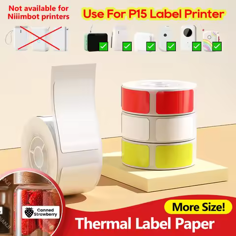 1Roll P12 P15 Thermal Label Printer Sticker Paper Roll Compatible D30 Q30 Marklife P11 P50 L12 DELI 