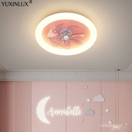 SMT💎Cute Led Ceiling Fans with Lights Pink Blue Led Ceiling lamps For Children Boy Girl Bedroom Living Room Remote Contr