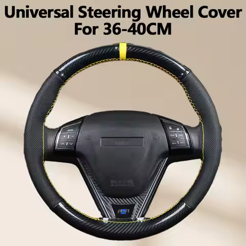 Glossy Carbon Fiber Steering Wheel Cover Racing Style 36-40cm Universal Fit 5-Year Warranty Anti-Sli