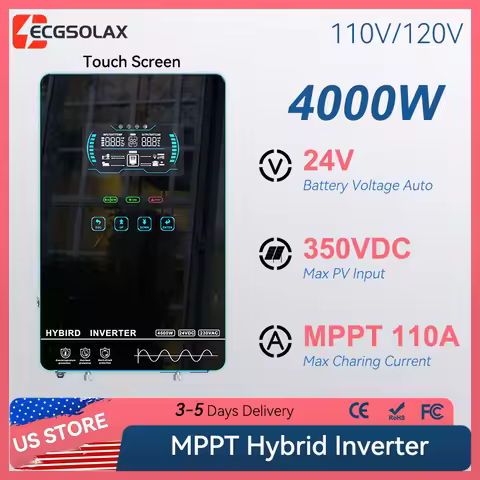 ECGSOLAX 4KW Hybrid Solar Inverter 24V 110V/120V With MPPT 110A Solar Charger Touch Screen LCD Hybri