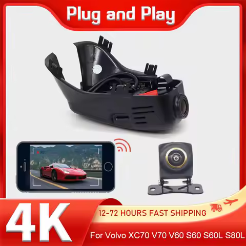 4K HD 2160P Plug and Play WIFi Car DVR Video Recorder Dual Lens Dash Cam For Volvo XC70 V70 V60 S60 