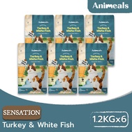 Animeals Sensation 1.2 kg. 6 ซอง อาหารแมว สูตร แมวกินง่าย สำหรับแมวเลือกกิน ไก่งวงและปลาเนื้อขาว กลู