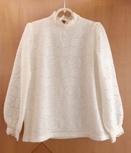 韓國Kkam Juu喱士花邊襯衫（白色）