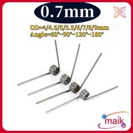 sus304 d0.7mm OD4/4.5/5/5.5/6/7/8/9mm V-shaped spiral torsion spring angle 60/90/120/180 degrees[mai