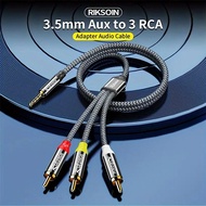 Riksoin 3.5mm to RCA AV Camcorder Video Cable 3.5mm Male to 3RCA Male Plug Stereo Audio Video AUX Ca