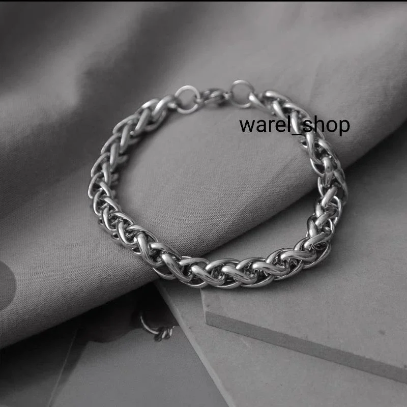 GELANG TITANIUM MODEL SISIK NAGA SILVER PRIA DAN WANITA