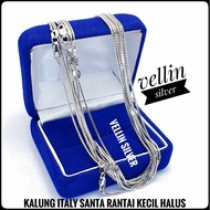 Italian Santa Silver 925 Necklace with White Gold Plating - Authentic 925 Silver Santa Necklace