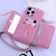 1pc Minimalist Fashionable Litchi Grain PU Leather Lanyard Phone Case Compatible With IPhone 17 Air 