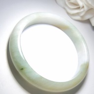 緬甸A貨翡翠招財細糯冰糖雪梨半山水帶黃翡三彩手鐲19號