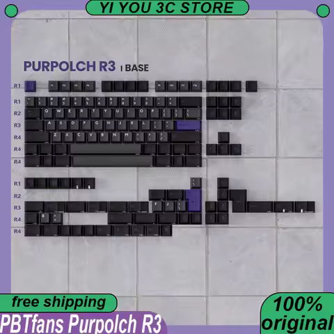 PBTfans Purpolch R3 Keycaps Mechanical Keyboard Two Color ABS Original Factory Height PC Gaming Keyc