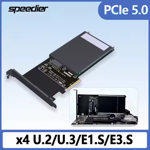 PCIe 4.0 / 5.0 X4 To U.2 U.3 E1.S E3.S SSD Hard Disk Adapter Card with Stand PCI Express Gen4.0 4X T