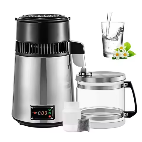 VEVOR 4L Water Distiller Machine 750W Stainless Steel Water Distiller Water Purifier Filter w/Collec