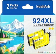 NoahArk 2 Packs 924XL Remanufactured Ink Cartridge Replacement for Epson 924 T924XL High Yeild for W