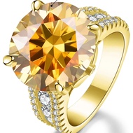 W7Z9 Wholesale GRA  10CT Carat 14 MM Ice Big Moissanite Diamond Ring 925 Sterling Silver Engagement 