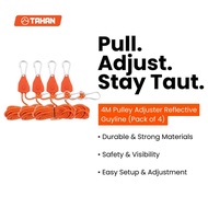 [4PCS] 4M Pulley Adjuster Reflective Guylines | Camping Rope Pulley Adjuster | Outdoor Paracord Adju