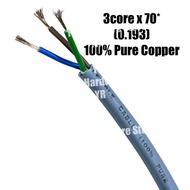 3Core x70* (0.193) Wire 100% pure copper 3Core x70* (0.193) Preice per meter 1meter