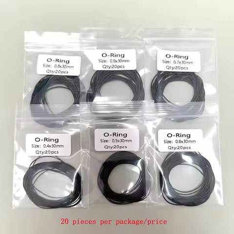 20pcsWatch back cover sealing ring 0.4/0.5/0.6/0.7/0.8/0.9 waterproof bottom cover Black rubber O-sh