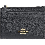 [COACH] Black Scratch-Resistant Leather Single Zipper Coin Purse