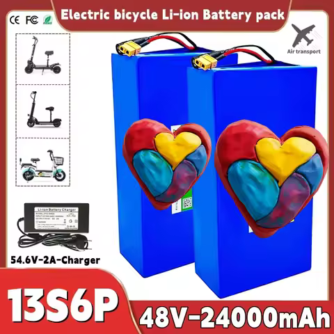48V 24Ah 2000W Panasonic 18650 13S6P li-ion battery pack, suitable for 54.6V bicycles+optional built