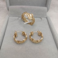 10k gold twisted earrings and ring set