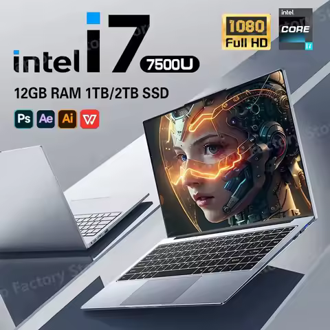 2025 Ultra Slim i7 Laptop Computer PC 14.1" intel Core i7-7500U Laptops 12GB RAM 1TB 2TB SSD Portabl