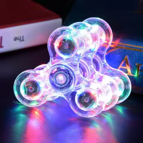 Crystal Luminous Fingertip Gyroscope Transparent LED Light Beaming Hand Spinner Educational Clover E