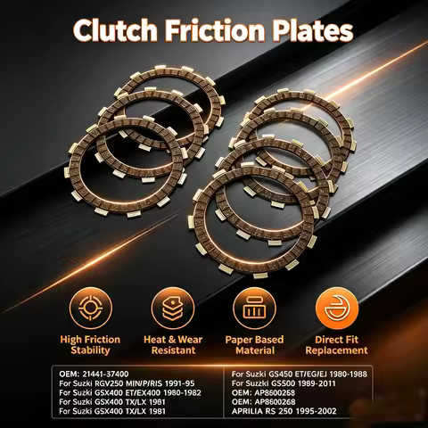 Friction Clutch Plates Disc For Suzuki DR250 DR350 DR 250 350 RGV250 GSX400 GS450 GS500 APRILIA RS25