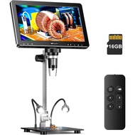TOMLOV DM9 Max 10.1" IPS Digital Microscope 1500X 20MP Coin Error Detector 16GB 10-LED PC TV Compati