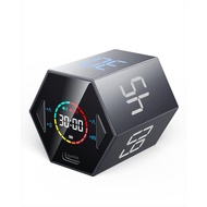 Pomodoro Timer Cube, Hexagon Productivity Timer, Pause & Resume, Silent, Vibrate & Adjustable Sound 