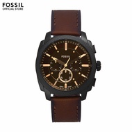 Fossil Mens Machine Chronograph Watch ( FS6101 ) - Quartz Black Case Round Dial 22 MM Brown Leather