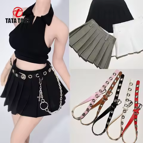 1:6 Scale female clothes pleated skirt belt fit 12 inches action figiure body model