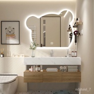 New🍊QM Bear Mirror Smart round Mirror Bathroom Cabinet Combination Wash Basin Cabinet Bathroom Stone Plate Wash Basin Ba