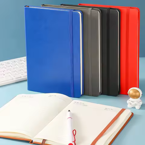 A6 Size 14.8x11cm PU Leather Notebook With Elastic Band, Portable Pocket Lined Journal 200 Pages Bus