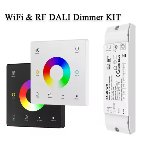 WiFi RF DALI Controller DT6 DT7 DT8 DALI Bus Power Supply With Push Dimming Function TUYA APP Smart 
