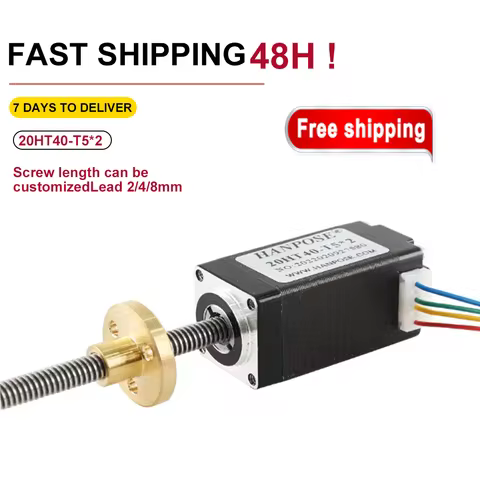 20HT40-T5*2 Trapezoidal Screw Stepper Motor Length L50mm-150mm 0.8A 0.03N.m For CNC 3D Printer Nema8