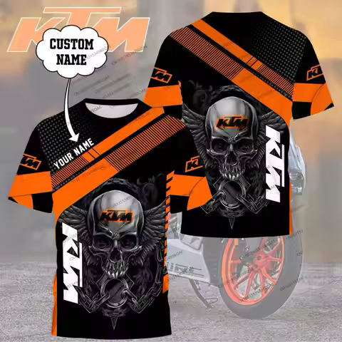 KTM Men's Summer Motorcycle T-Shirt 3D Print Breathable Quick Dry Casual Tee for Motocross Biker Rid