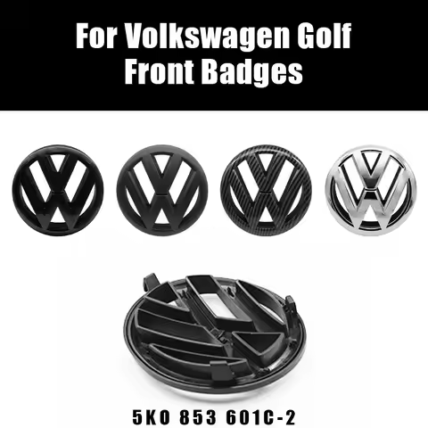 135mm Car Front Grille Badge and 110mm Rear Trunk Emblem Lid Logo Accessories For Volkswagen VW Golf