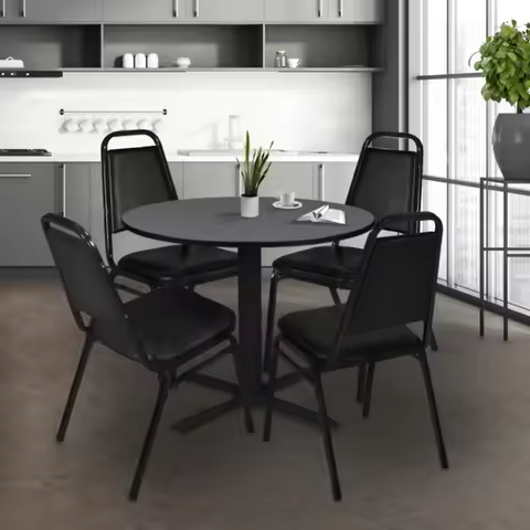 Cain 30" Round Breakroom Table- Mahogany, furniture, wood table, space saving furniture, coffee tabl