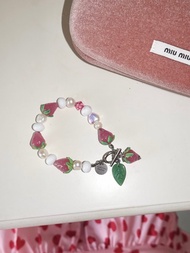 Blush Pink 手鍊 草莓穆拉諾玻璃珠手鍊 施華洛世奇水晶