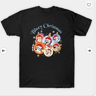 Cartoon Bluey Merry Christmas T-Shirt Men O Neck 100% Cotton T Shirts  Short Sleeve Tees Original Cl