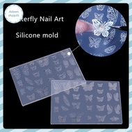 Adfz Nail Carving Mold Butterfly Silicone 3D Nail Stamping Plate Nail Stencils Tools DIY UV Gel Mani