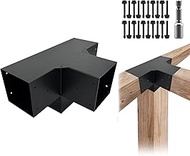 ITeVe.GD 4-Way Pergola Brackets Kit 1Pack,Black Woodwork Right Angle Corner DIY Brackets for 6" x 6"