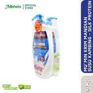 Mu'min Krim Mandian Susu Kambing 1000ml Twin Pack FOC Hand Sanitizer (Silk Protein & Orkid)