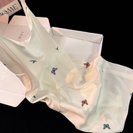 Bear Print Satin Sleepwear Womens Short Sleeve Sweet Style Home Clothes Spring Autumn Ice Silk Long