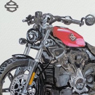 Postcard Harley Davidson Painting Sport Motorcycle Original Art 2023 Nightster
